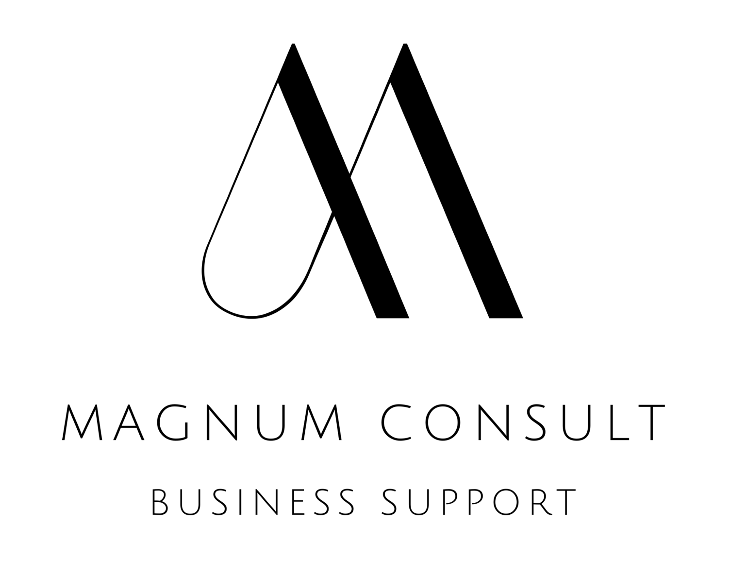 A decorative M above the words Magnum Consult Business Support